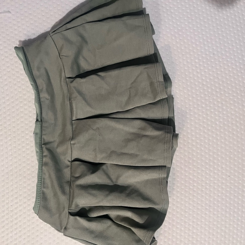Fashion Nova Sage Pleated A-Line Skirt